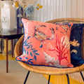 Coral with starfish illustration Art Cushion, made from Vegan friendly Suede