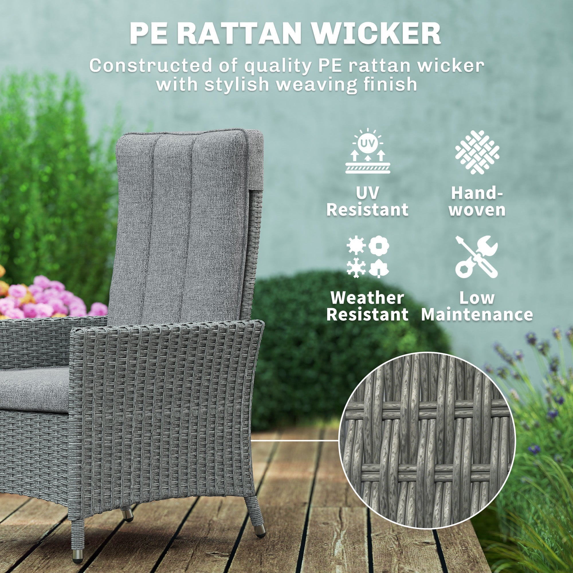 105°-150° Reclining Rattan Chair