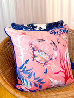 Coral with starfish illustration Art Cushion, made from Vegan friendly Suede