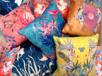 Navy Floral 'Midnight' Art Cushion - double sided, made from Vegan friendly Suede