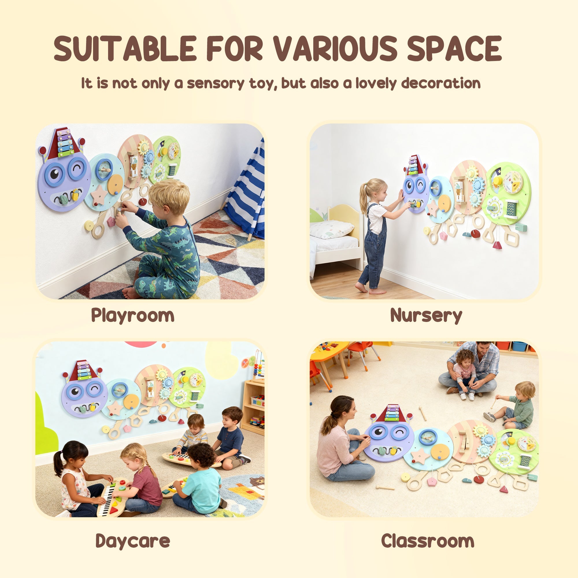 Caterpillar Busy Board with 7 Activities, 3+ Years