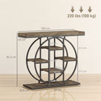 Console Table with Storage Shelves, Industrial