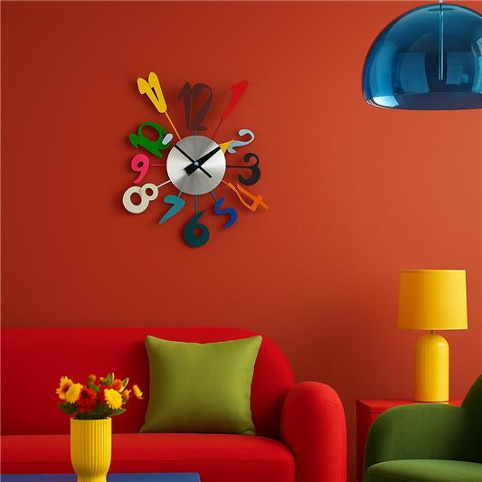 Multicolour Funky Numbers Decorative Wall Clock