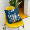 Navy Floral 'Midnight' Art Cushion - double sided, made from Vegan friendly Suede