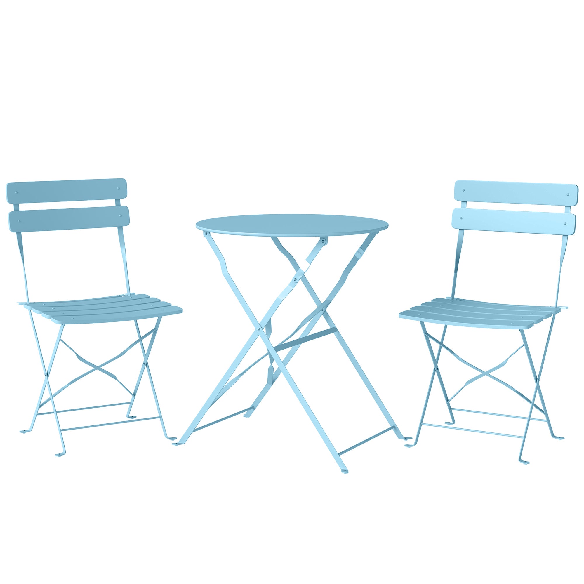 Folding Garden Bistro Set, Light Blue