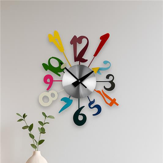 Multicolour Funky Numbers Decorative Wall Clock