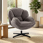 Modern Wingback Velvet Accent Armchair with Four-Star Base, S-Springs