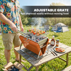 Portable Charcoal BBQ Grill Stainless Steel with Tilting Grate