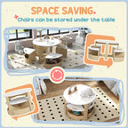 Five-Piece Kids Table and Chairs Set with Storage, for Ages 3-8 Years