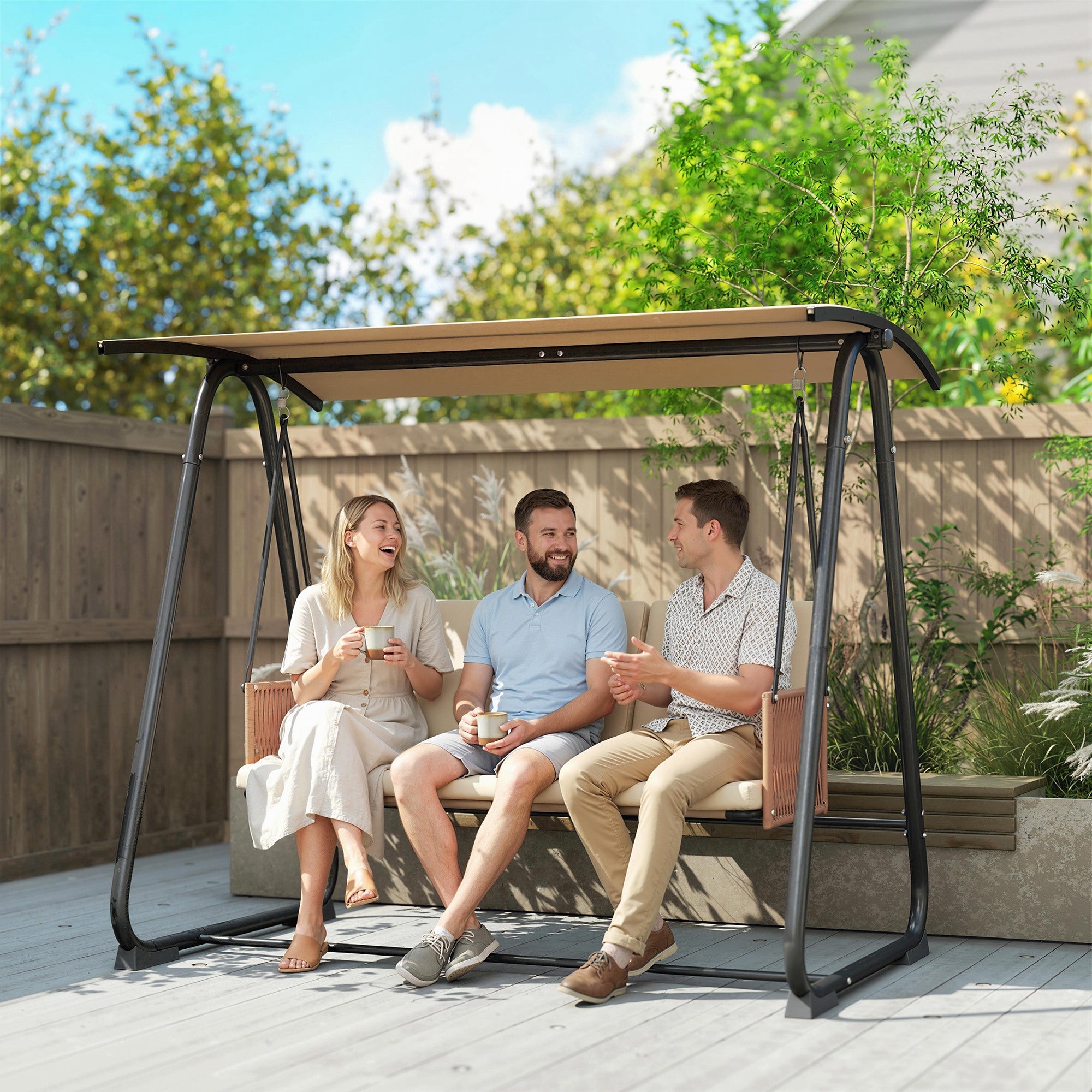 3 Seater Swing Chair with Adjustable Canopy, 360 kg