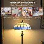 Vintage Floor Lamp with Handcrafted Stained Glass Shade