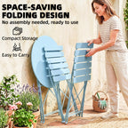 Folding Garden Bistro Set, Light Blue