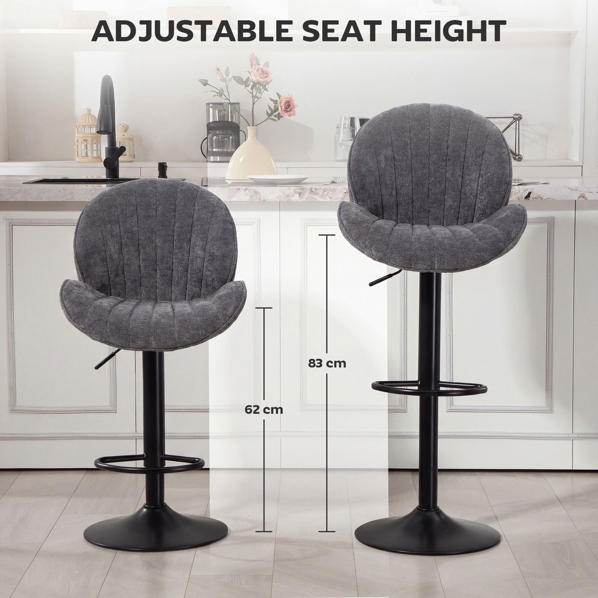 Adjustable Bar Stools for Kitchen Island - Set of 2