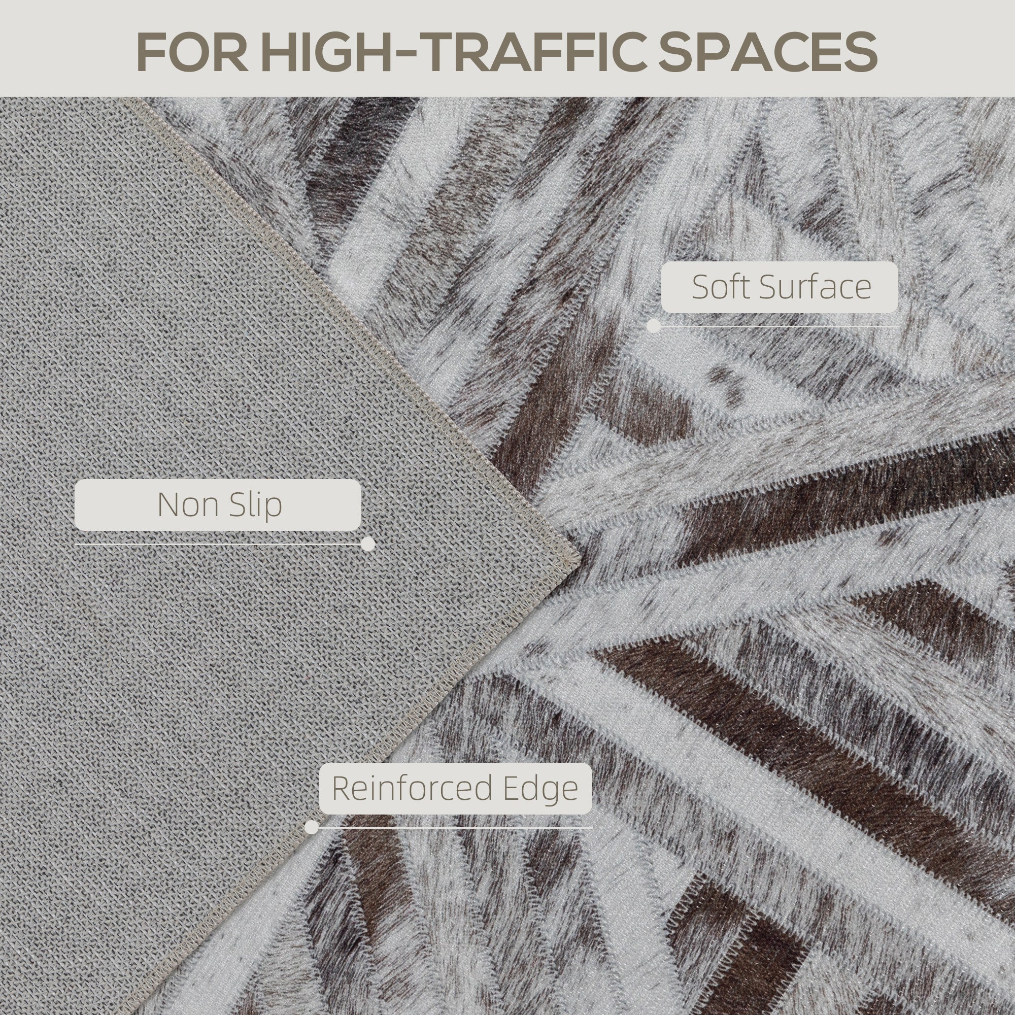 Modern Area Rug, Triangle Pattern Non-Slip Washable