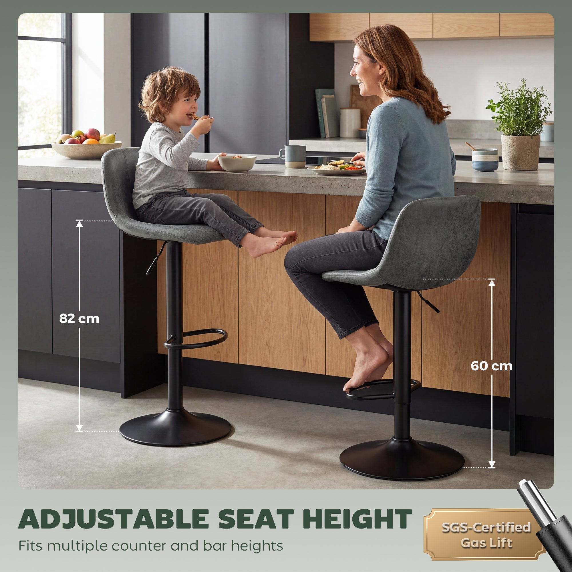 Bar Stools Set of 2, Modern Swivel with Footrest
