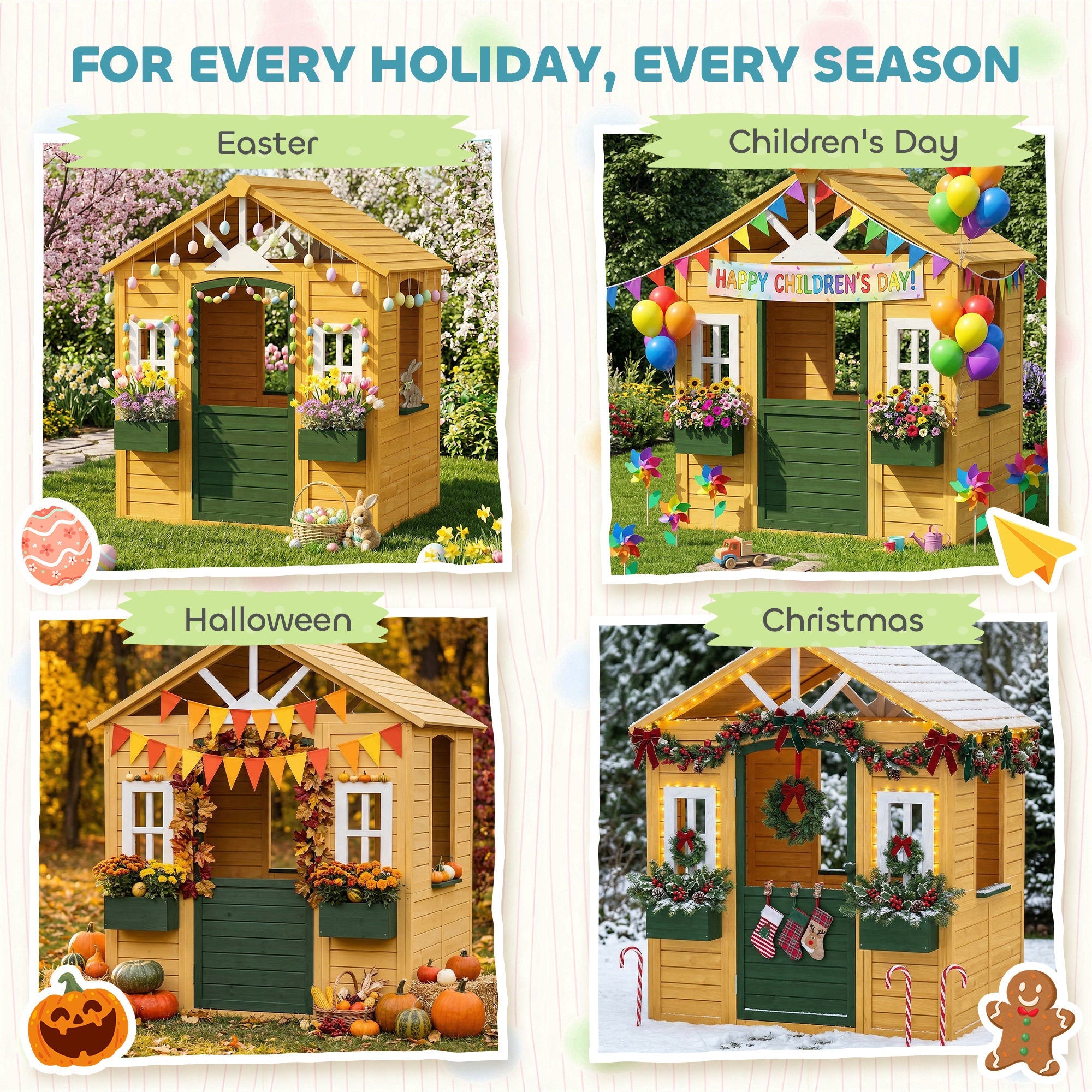 Outdoor Wooden Wendy House, Playhouse
