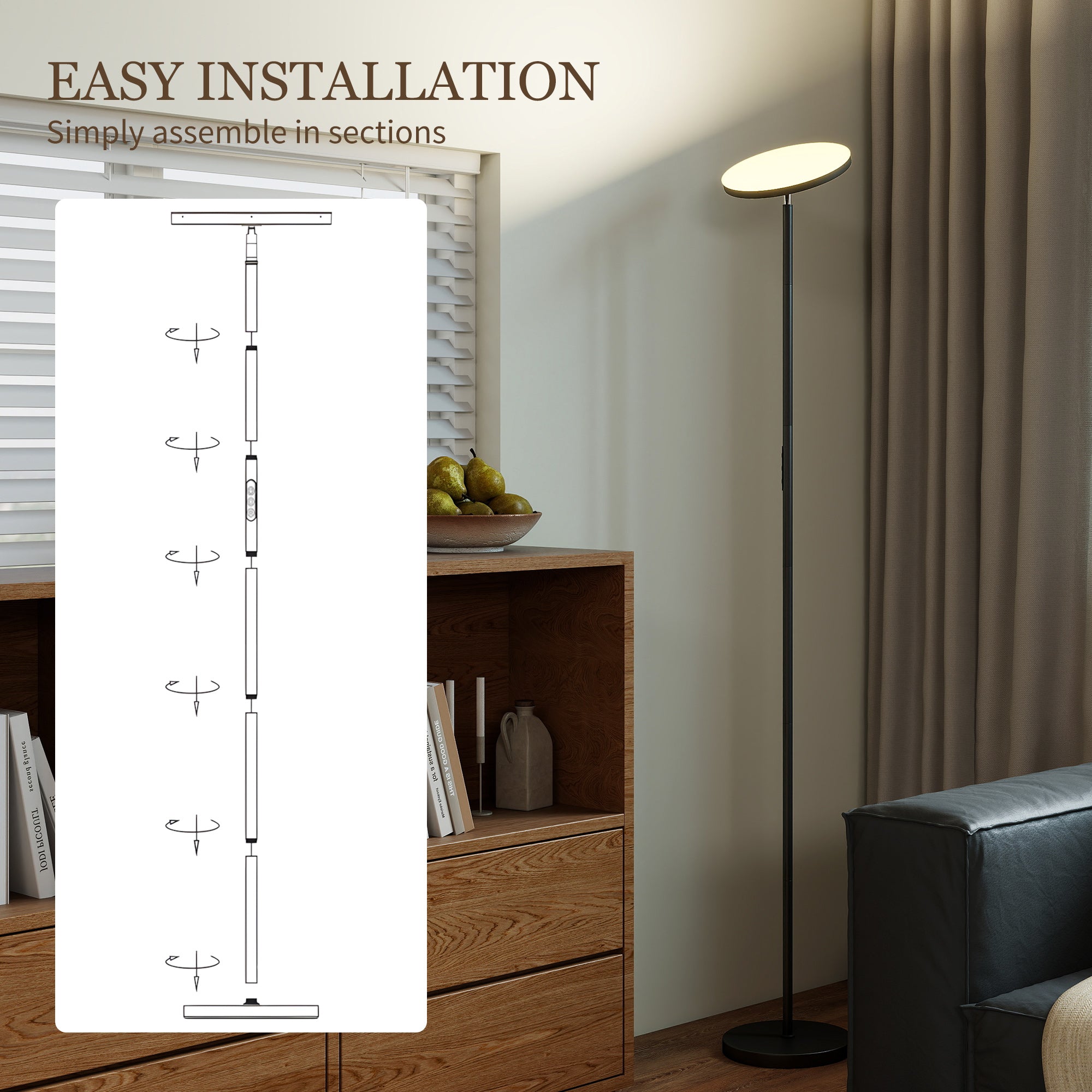 Tall Dimmable Standing Lamp with Remote & Touch Control