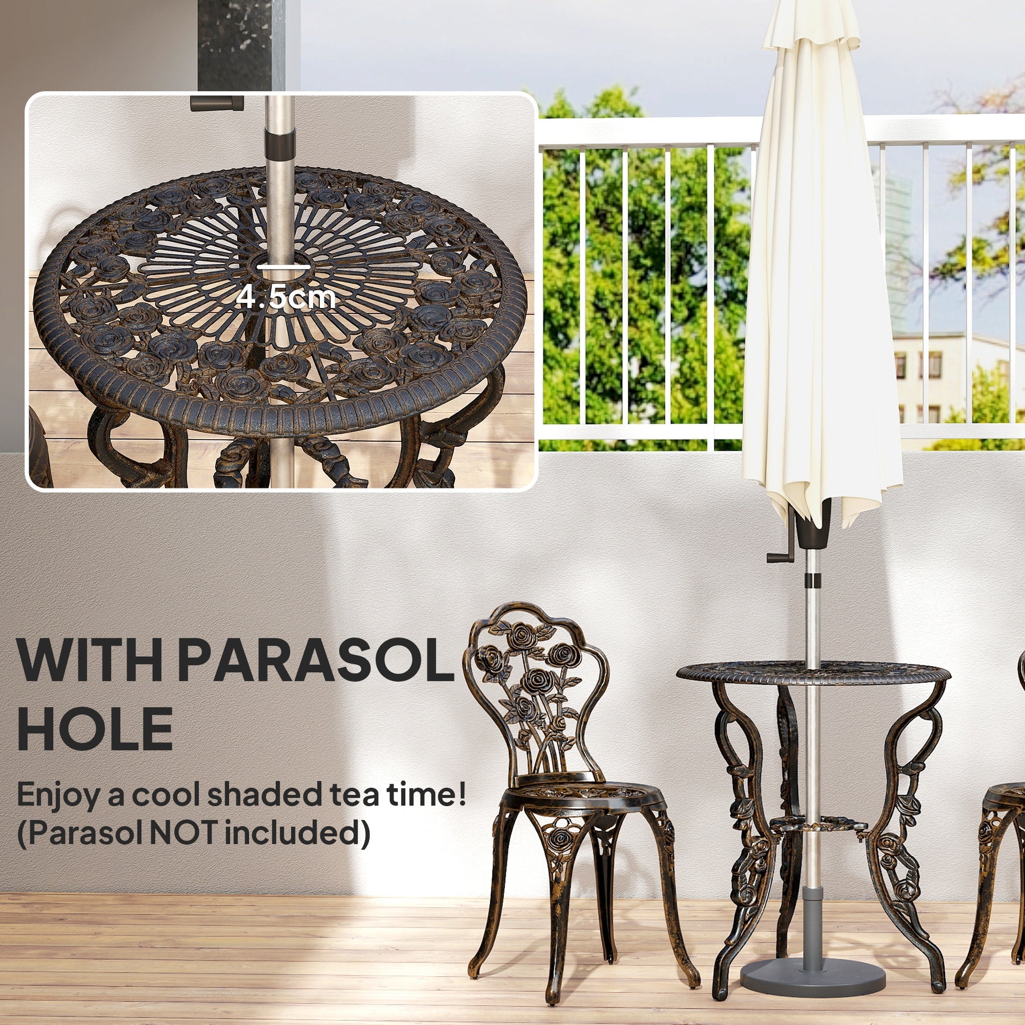 Outdoor Bistro Set Vintage Rose Design