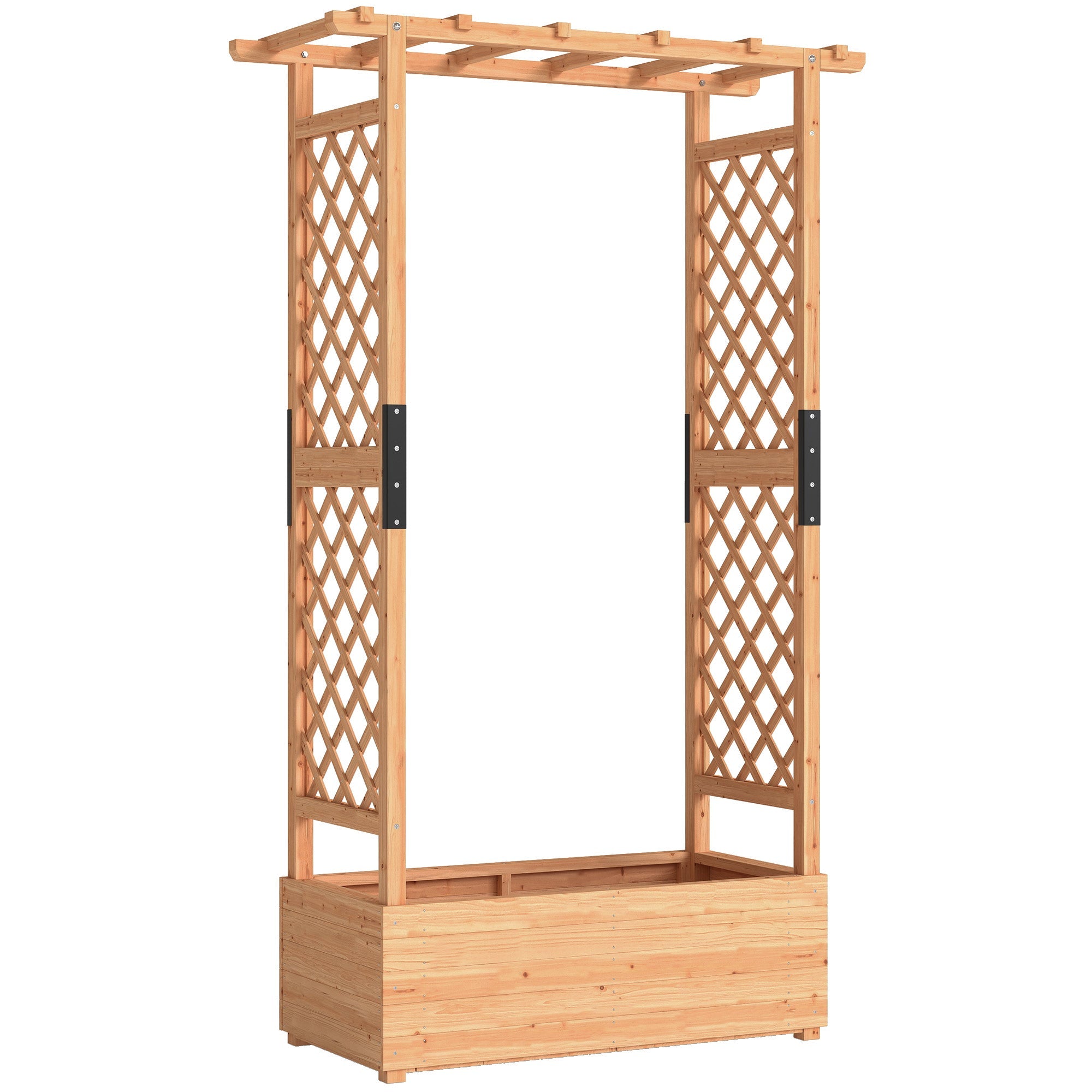 Fir Wood Planter and Trellis Garden Bed