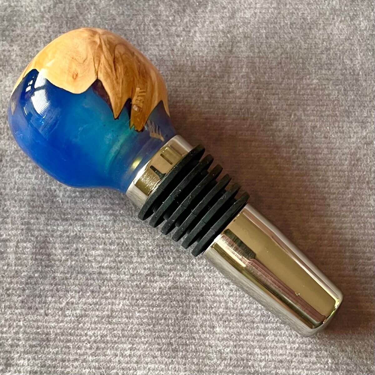 Luxury Handmade Burr Wood & Resin Wine Stopper | Unique Wine Gift