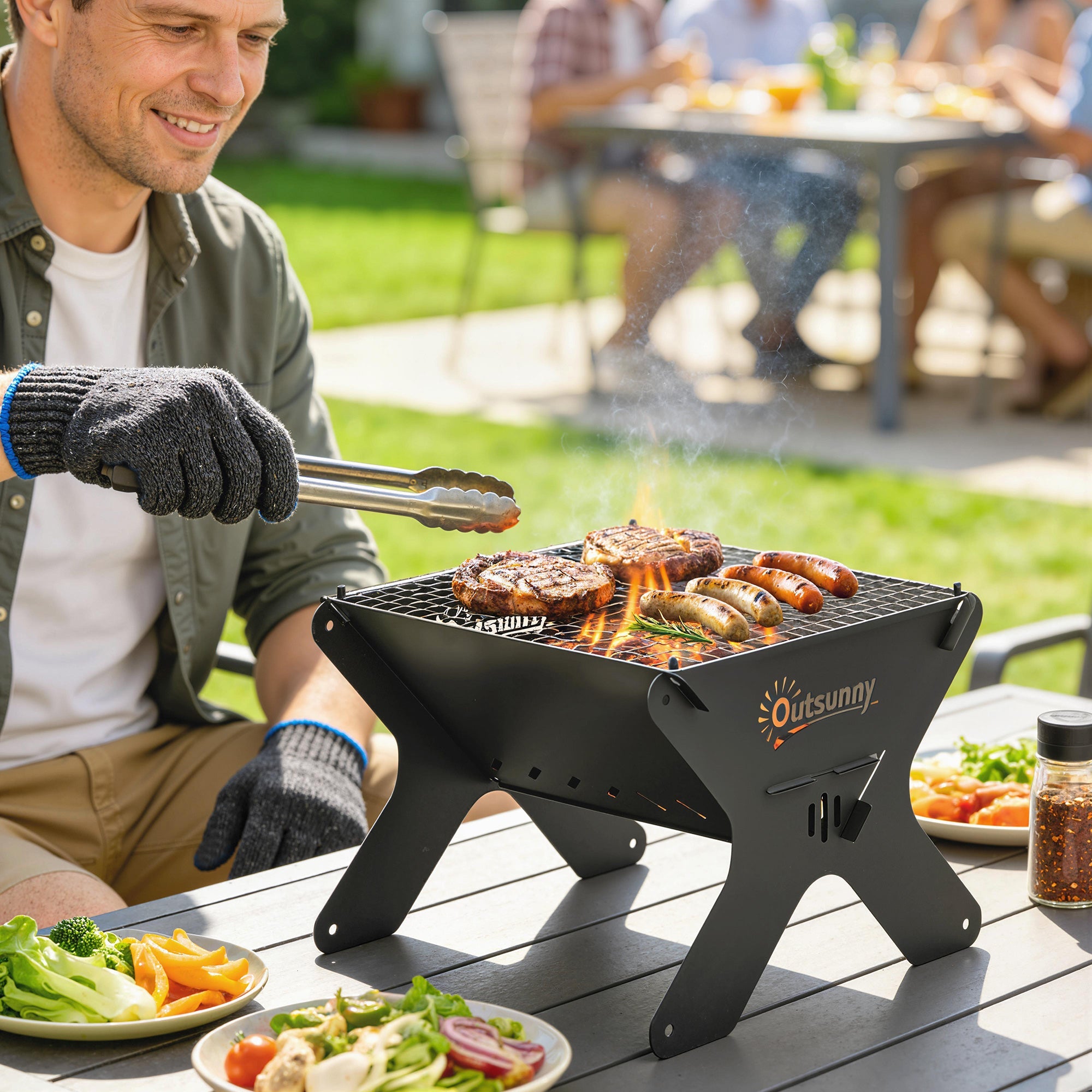 2-In-1 Portable BBQ Grill and Camping Fire Pit, Tabletop