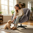 Modern Wingback Velvet Accent Armchair with Four-Star Base, S-Springs