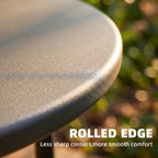 Small Metal, Round Garden Side Table with Rolled Edge, Dark Grey