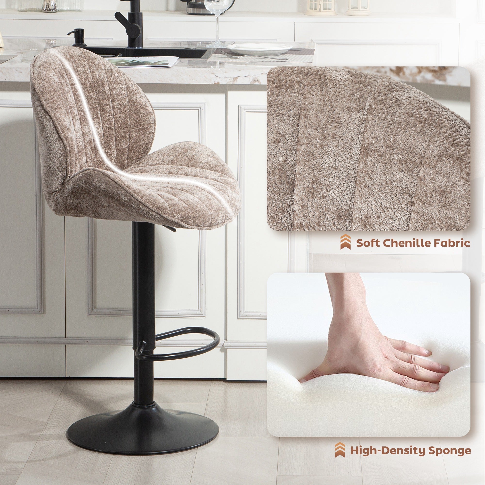 Adjustable Bar Stools for Kitchen Island - Set of 2