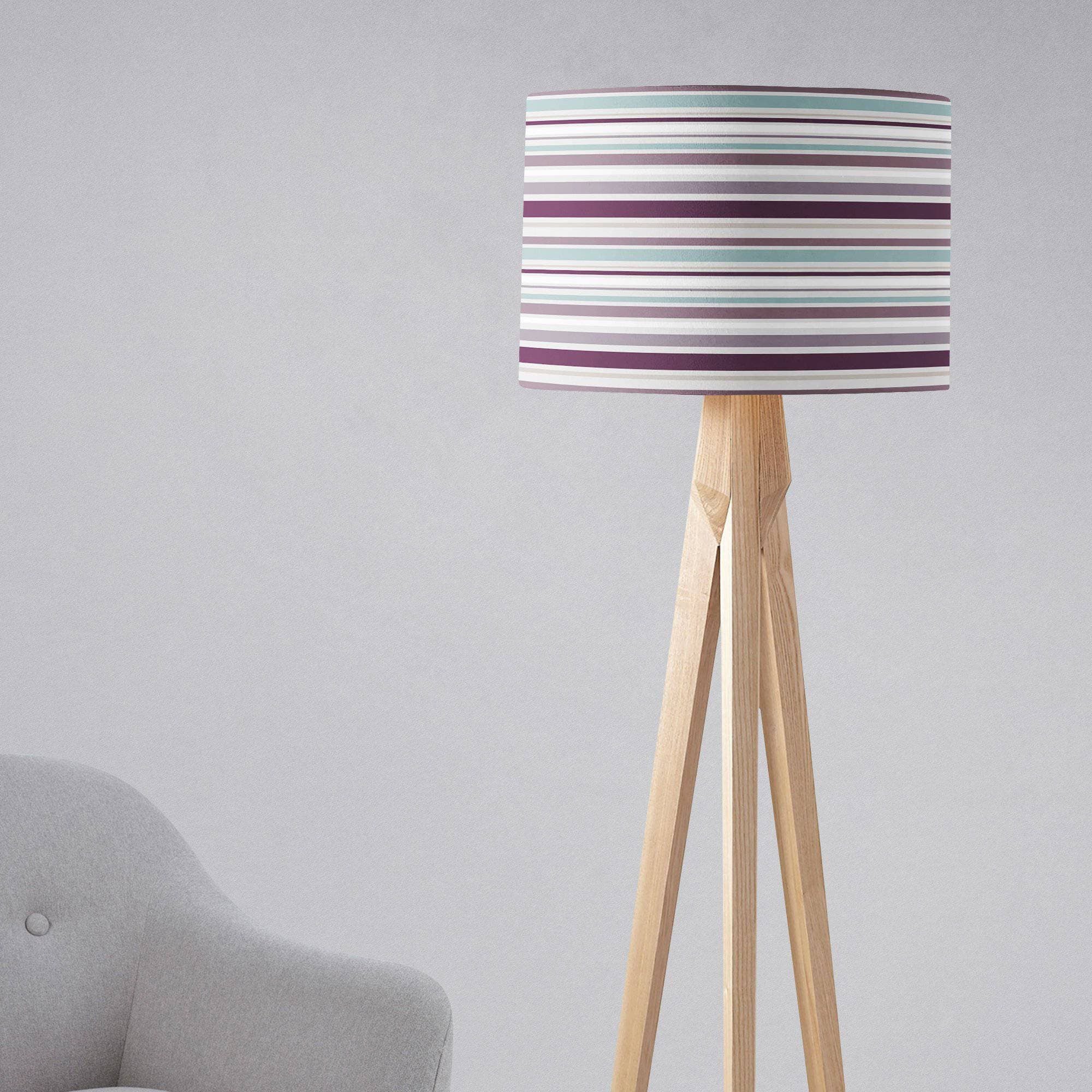 Purple Striped Lampshade, Ceiling or Table Lamp Shade