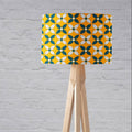 Yellow Lampshade with a  Retro Blue and White Design, Ceiling or Table Lamp Shade