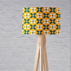Yellow Lampshade with a  Retro Blue and White Design, Ceiling or Table Lamp Shade