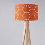 Orange Lampshade with a White Hexagon Design, Ceiling or Table Lamp Shade