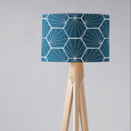 Peacock Blue Lampshade with a White Hexagon Design, Ceiling  or Table Lamp Shade
