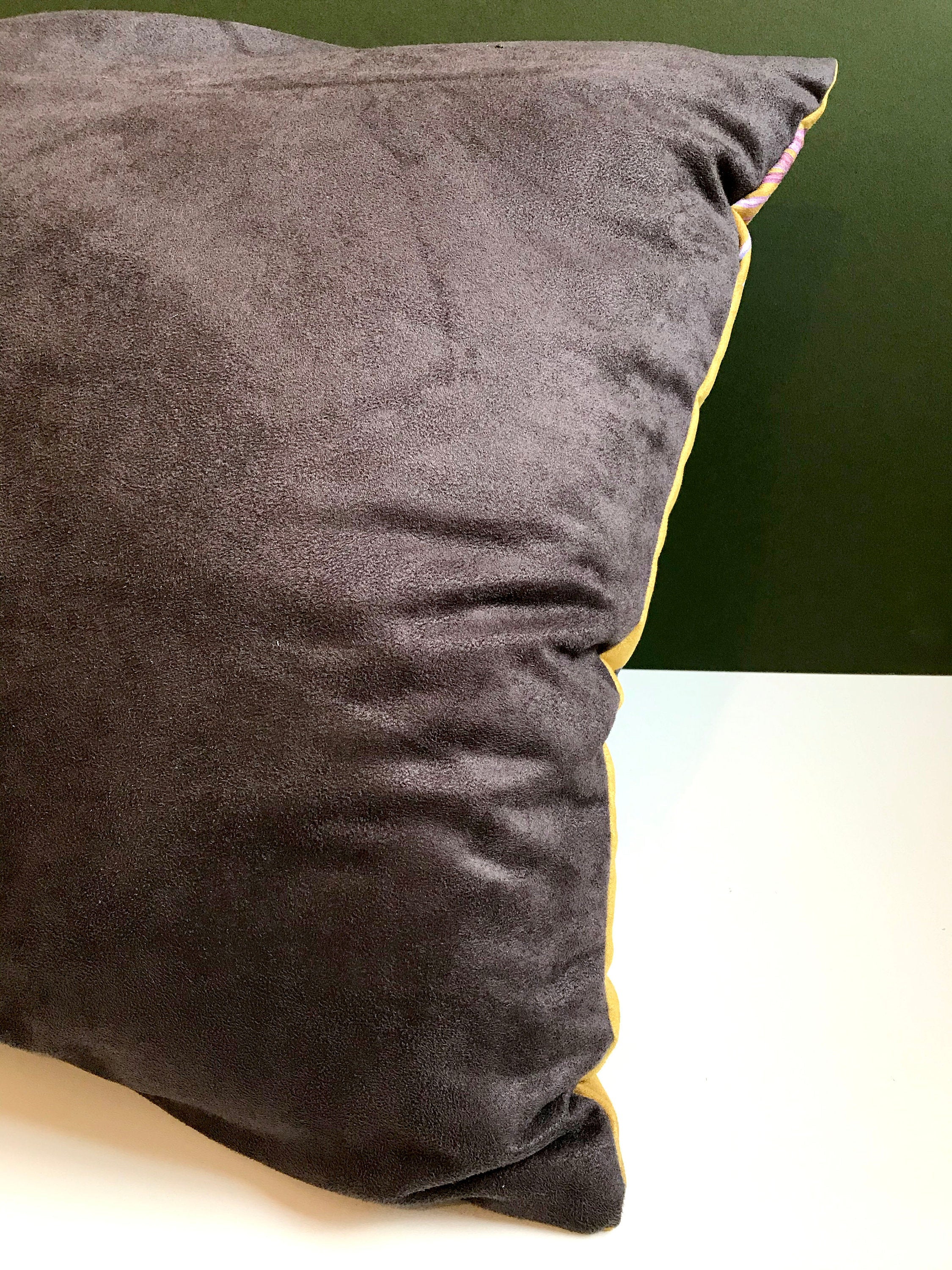 Large Yellow Art Cushion - skull design-  double sided, made from Vegan friendly Suede