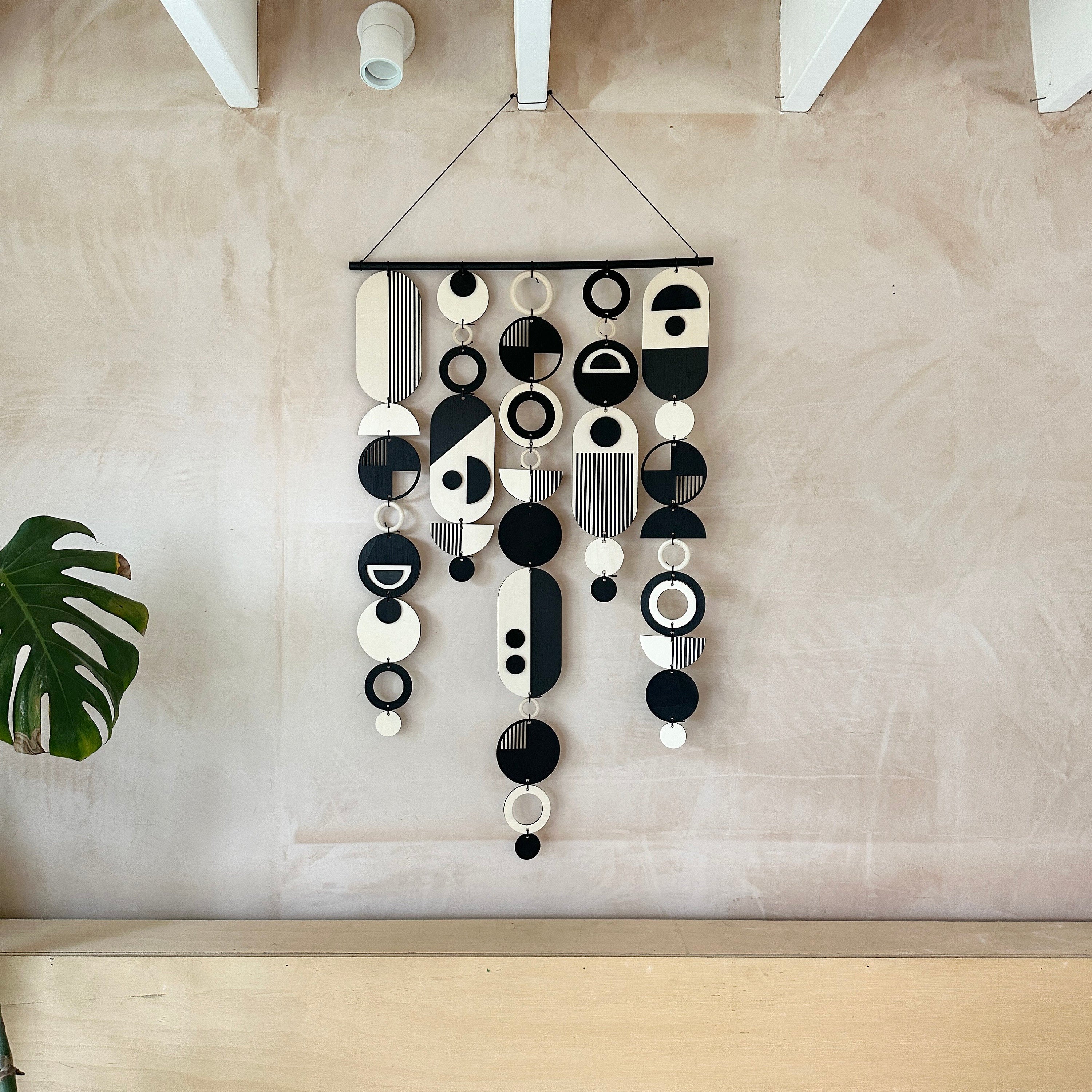 Handmade Modern Monochrome Wooden Wall Art - Home Decor Tapestry