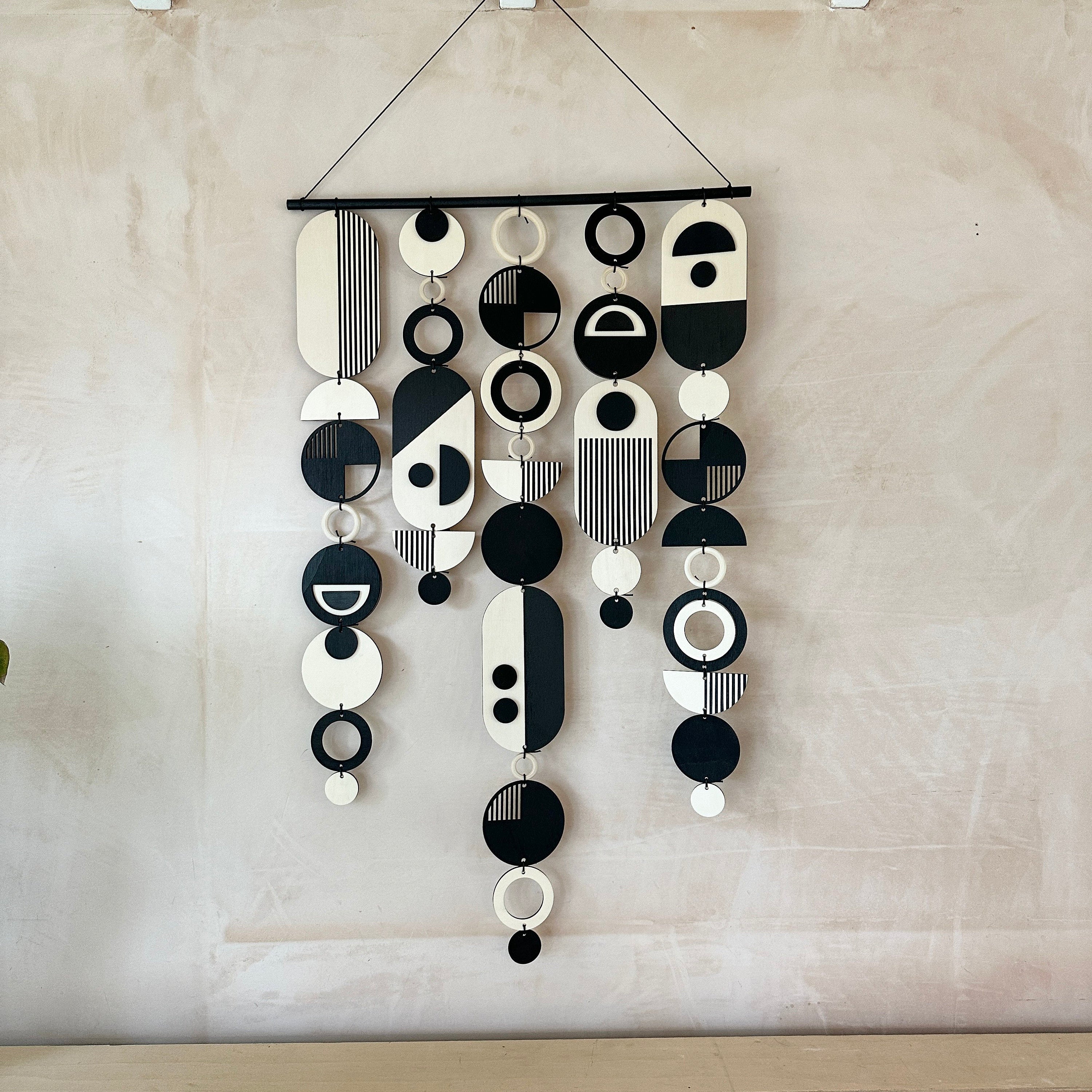Handmade Modern Monochrome Wooden Wall Art - Home Decor Tapestry