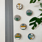 Geometric Fridge Magnets - Green and Blue - Set of 6