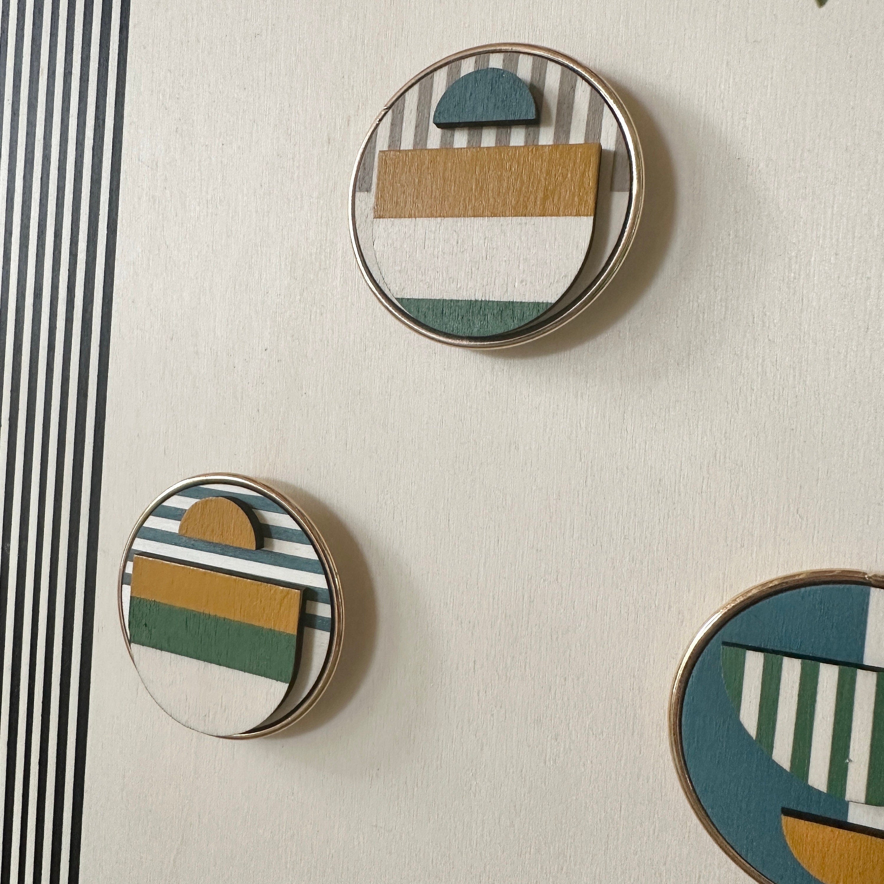 Geometric Fridge Magnets - Green and Blue - Set of 6