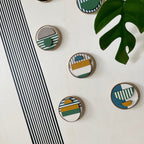 Geometric Fridge Magnets - Green and Blue - Set of 6