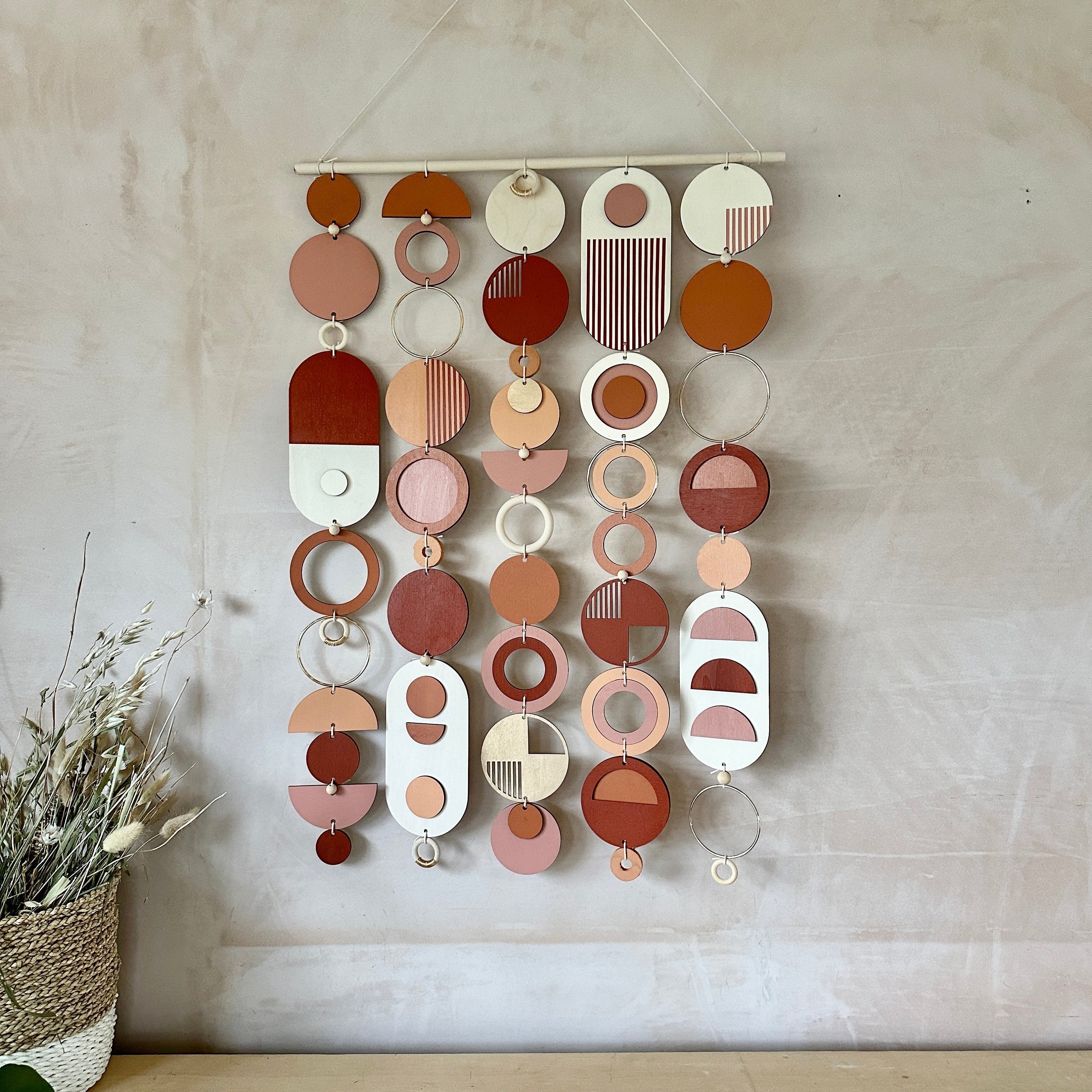 Rich Red Geometric Wall Hanging - Handmade