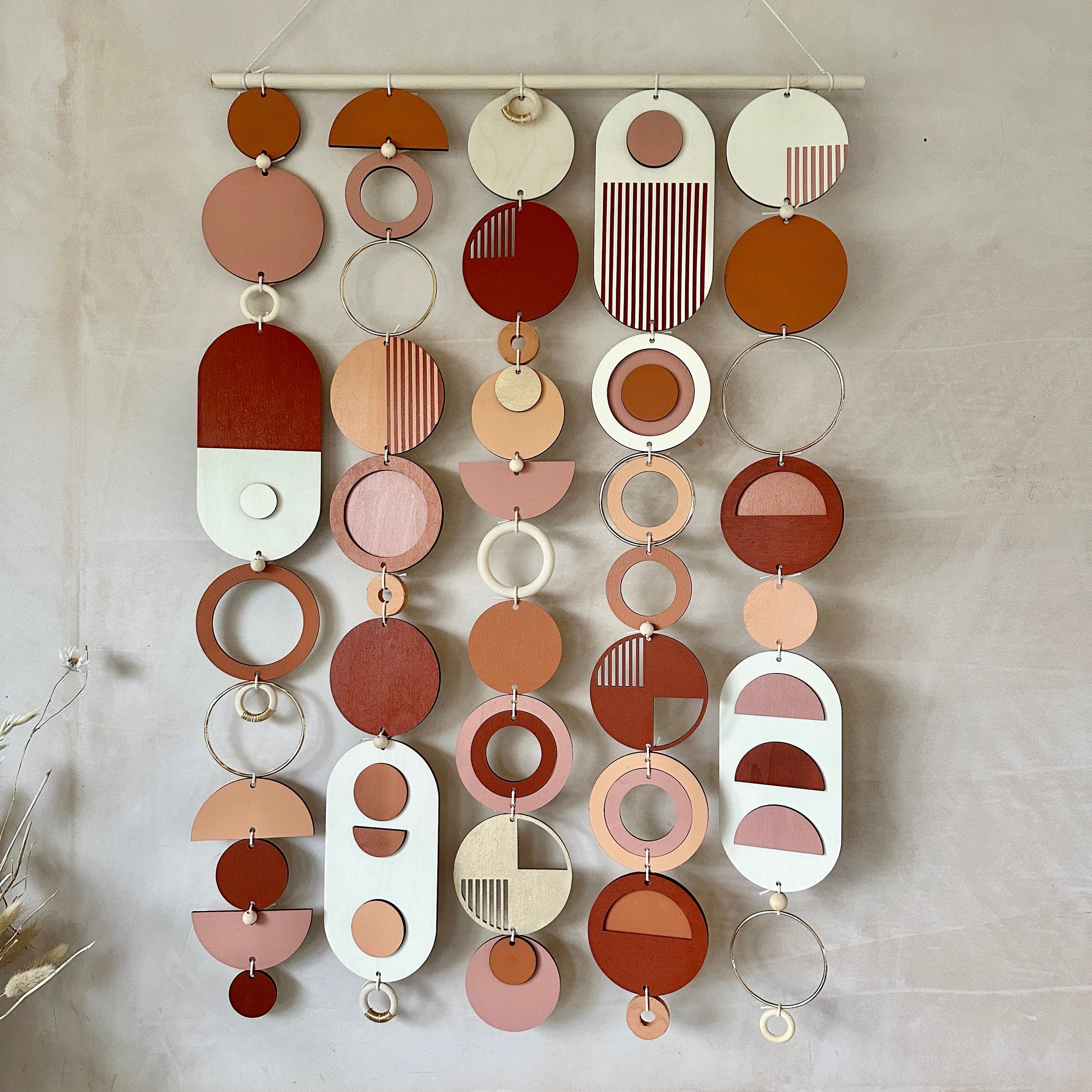 Rich Red Geometric Wall Hanging - Handmade