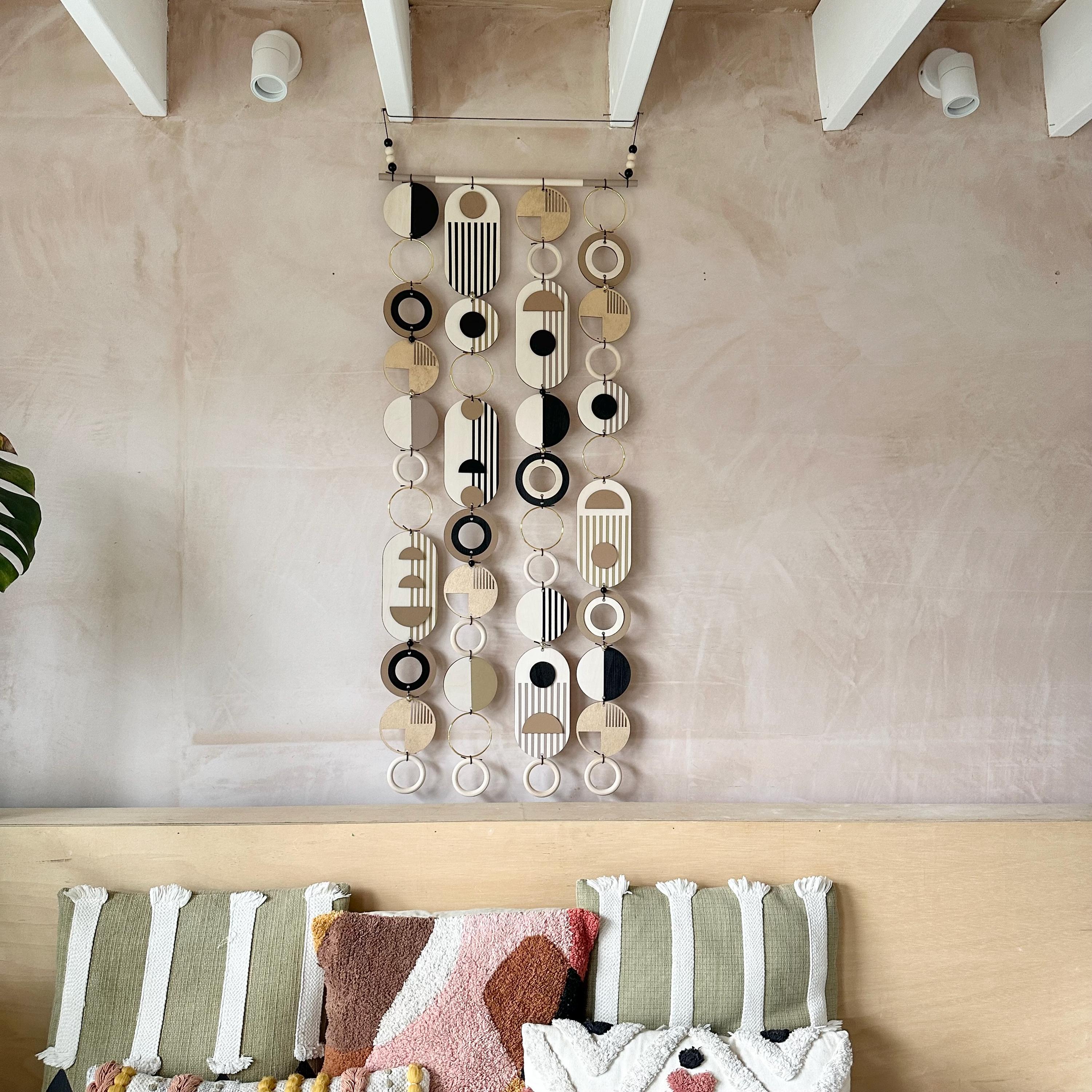 Handmade Modern Monochrome Wooden Wall Art - Tapestry