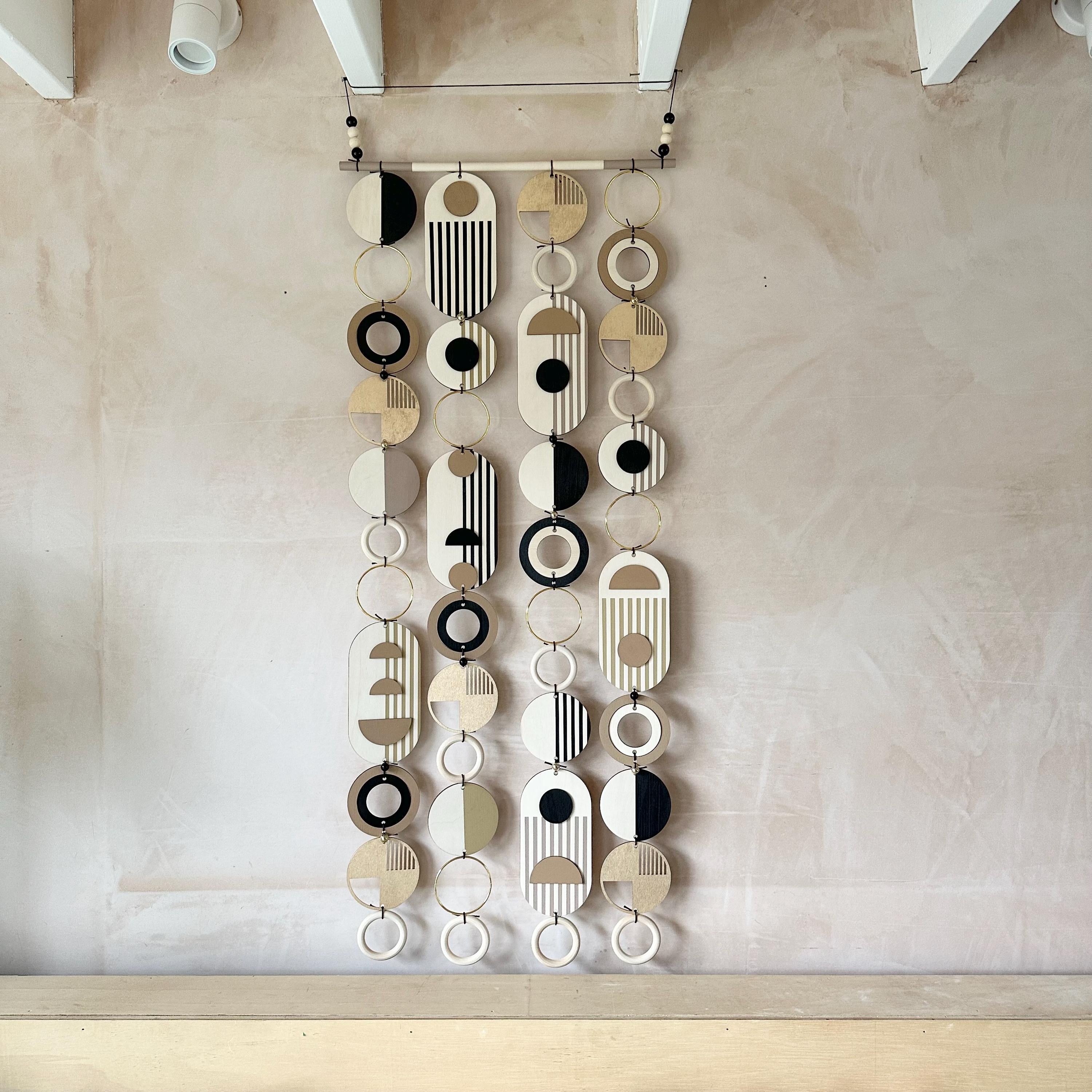 Handmade Modern Monochrome Wooden Wall Art - Tapestry