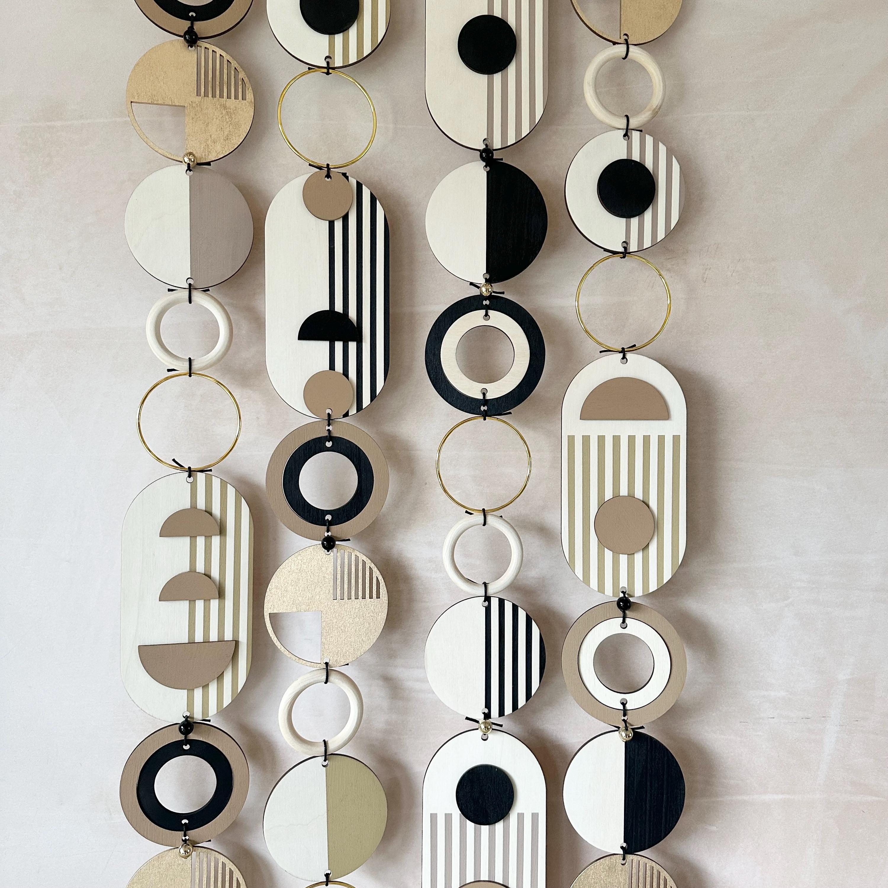 Handmade Modern Monochrome Wooden Wall Art - Tapestry