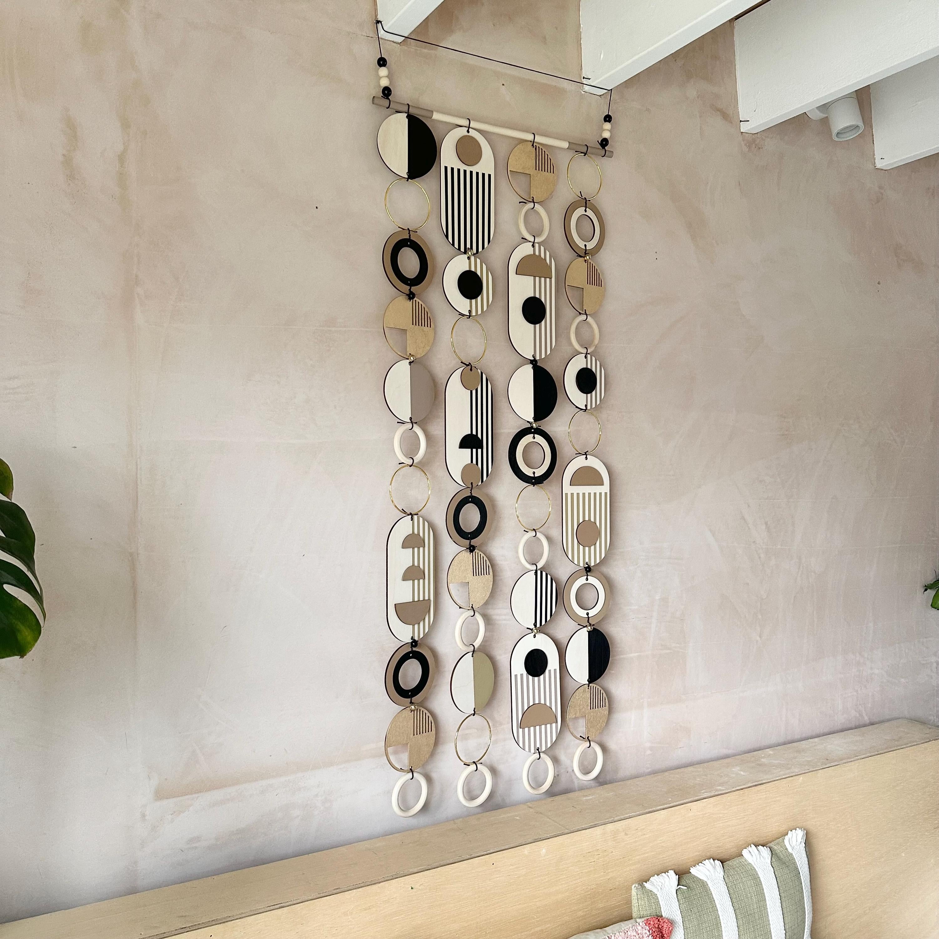 Handmade Modern Monochrome Wooden Wall Art - Tapestry