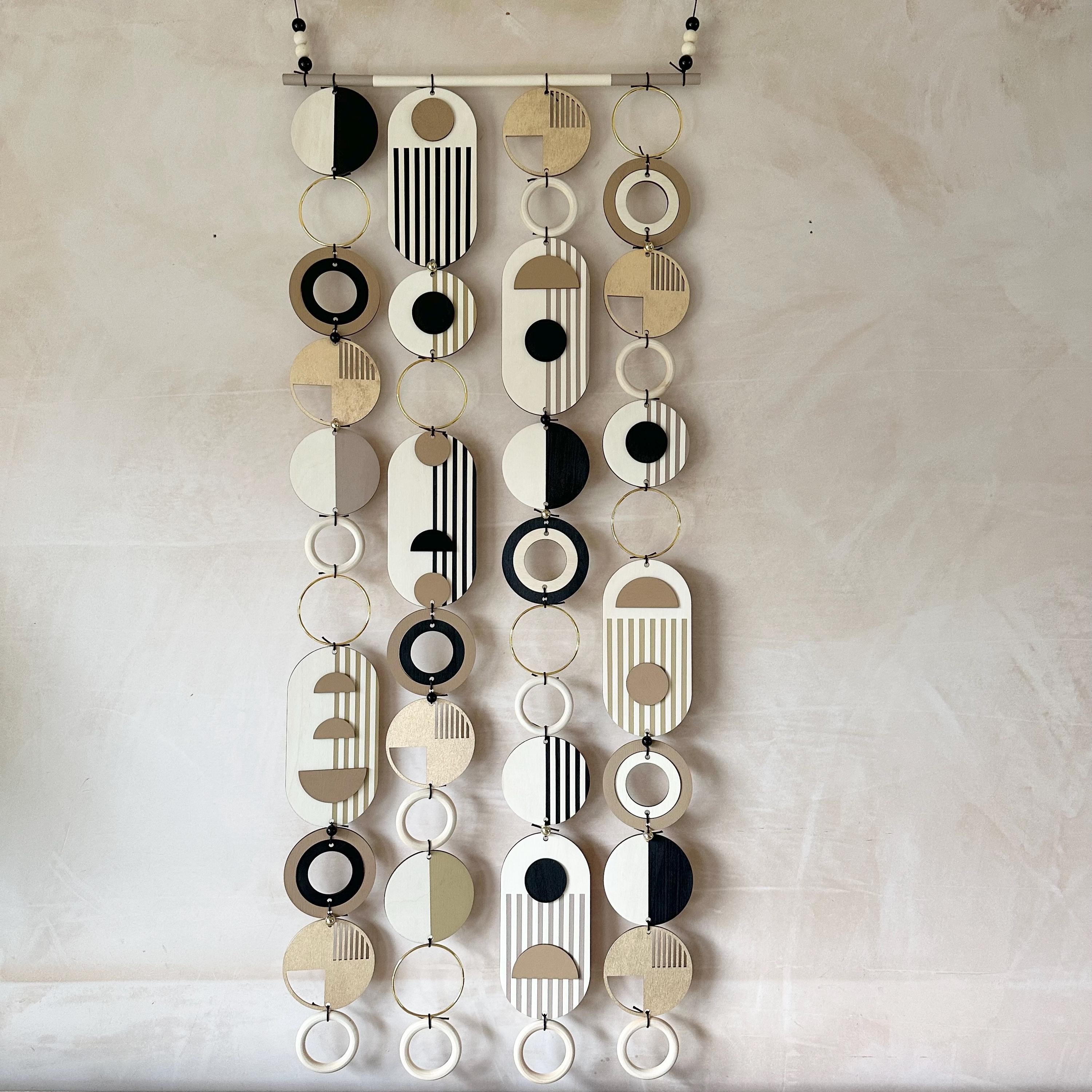 Handmade Modern Monochrome Wooden Wall Art - Tapestry