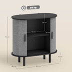 Tambour Sideboard with Fluted Sliding Doors,Wooden Legs