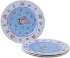 Porcelain Gift Set -  4 Cake Plates , Fine China - Chic Vintage Floral - Gift Box (Blue Rose)