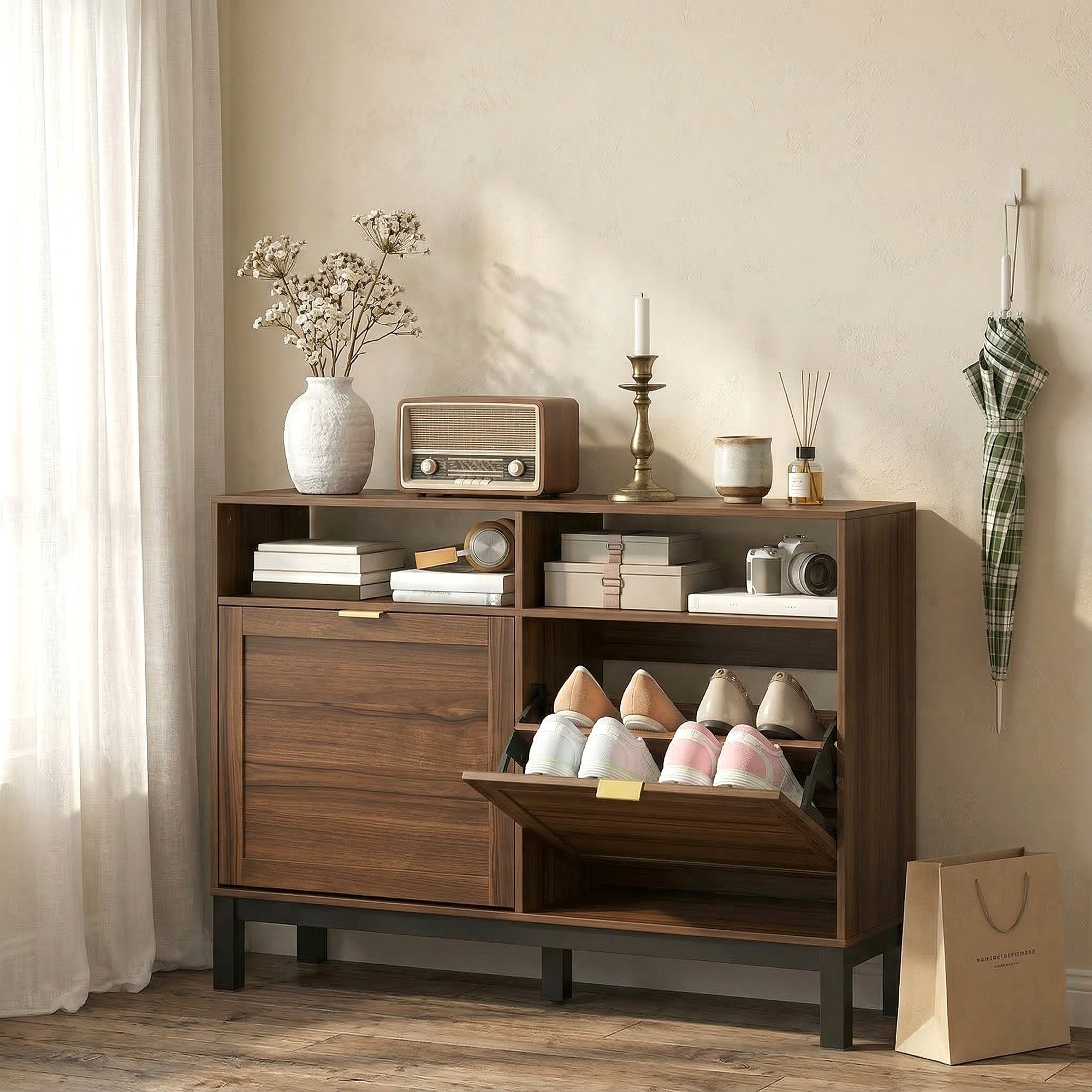 Narrow Shoe Storage Top for Entryway Hallway