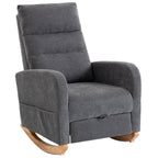 Rocking Chair Retractable Footrest - High Back for Living Room - Grey